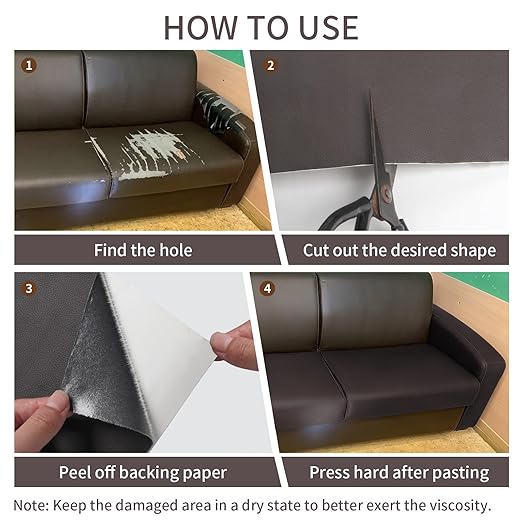 BSZHTECH Leather Repair Tape Self-Adhesive Leather Repair Patch for Couch Furniture Sofas Car Seats Advanced PU Vinyl Leather Repair Kit (Dark Brown, 17X79 inch)