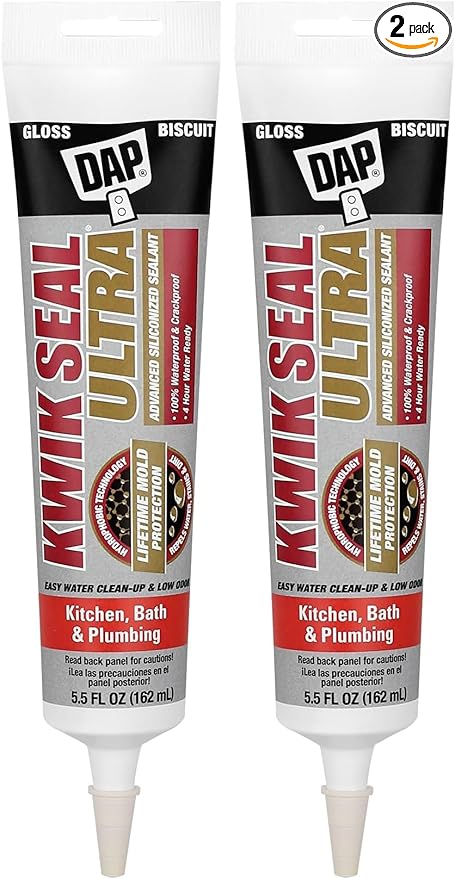 DAP 18916 Kwik Seal Ultra Biscuit 5.5 oz Premium Siliconized Sealant (Pack of 2)