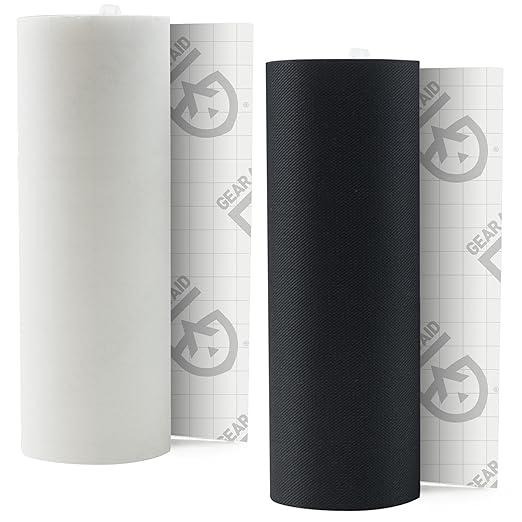 GEAR AID Tenacious Tape 3” x 20” Fabric and Vinyl Gear Repair Tape, Fix Holes and Rips in Puffy Jackets, Rain Gear, Tents, Sleeping Bags and Outdoor Equipment, Black/Clear, 2 Rolls