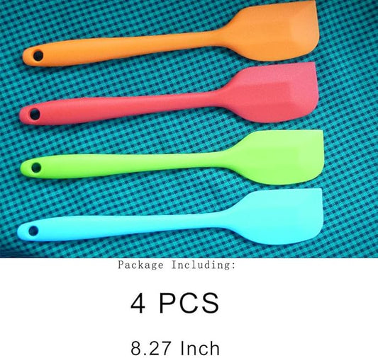 zYoung 4 Pcs Silicone Spatulas, Rubber Spatula Heat Resistant Seamless One Piece Design Flexible Scrapers Baking Mixing Tool,Small