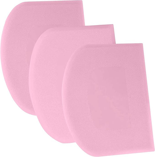 SURDOCA Dough Scraper Bench Scraper - 3P 11.8x7.3" Plastic Flexible Bowl Scraper, Sharp Edge & Angles Cake Scraper. Non-Slip Bakeware Decorating Tools Sculpting & Modeling Tools - Pure Pink