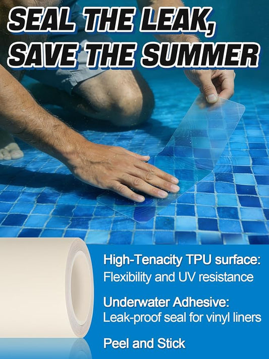 Aulock High-Viscosity Clear TPU Pool Patch Repair Kit - Underwater Patching, Self-Adhesive Pool Liner Patch for In-ground & Above Ground Pools, Inflatable Hot Tubs & Floats, 4in W x 9.8ft L