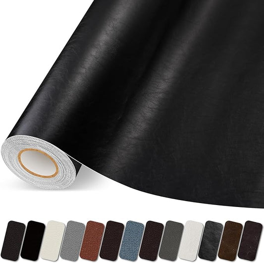 Leather Repair Patch, 35X79 Inch Self Adhesive Leather Repair Tape, Large Vinyl Patch Kit for Couches, Sofa, Furniture, Car Seats, Office Chairs, Cabinets, Handbags（Black, 35X79 Inch）