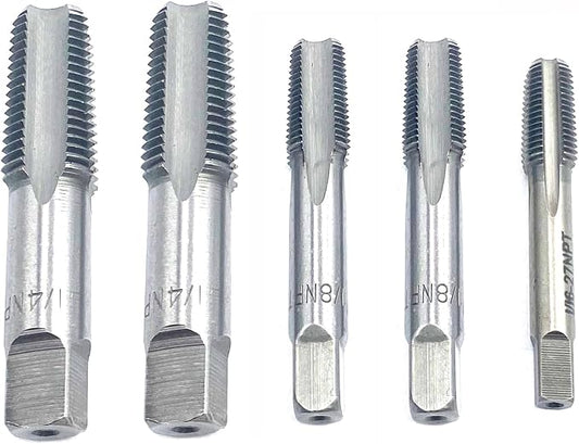 1/16",2PCS 1/8",2PCS 1/4" NPT Pipe Tap Set,5Pcs Carbon Steel Pipe Taps Cutting Tools Great for Various Mechanics DIY Thread Cutting and Cleaning