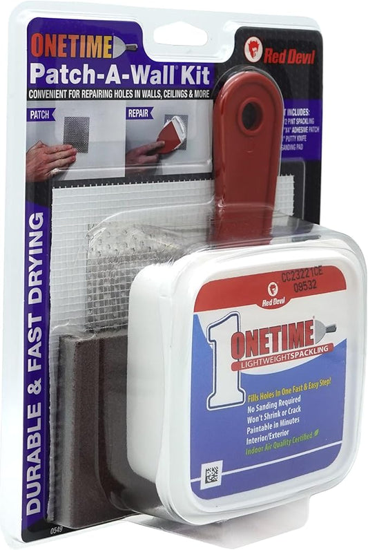 Red Devil 0549 ONETIME Lightweight Spackling Patch-A-Wall Kit, 1/2 Pint, Made in USA