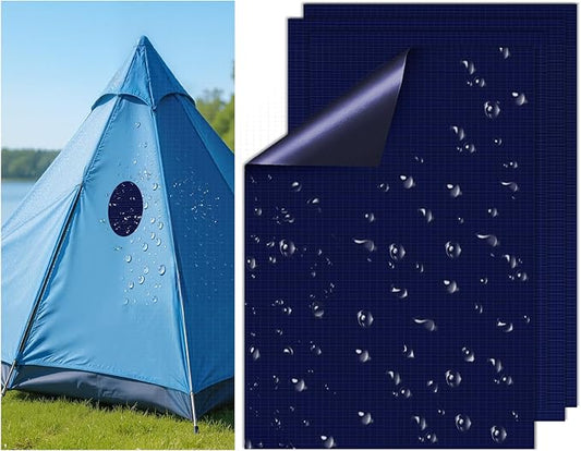 Waterproof Self-Adhesive Nylon Fabric Repair Tape - Tent Repair Kit,4pcs Fabric Patches for Jacket, Clothes, Puffer Down Jacket,Sleeping Bag, Outdoor Gear Tenacious Repairs Tape, NavyBlue