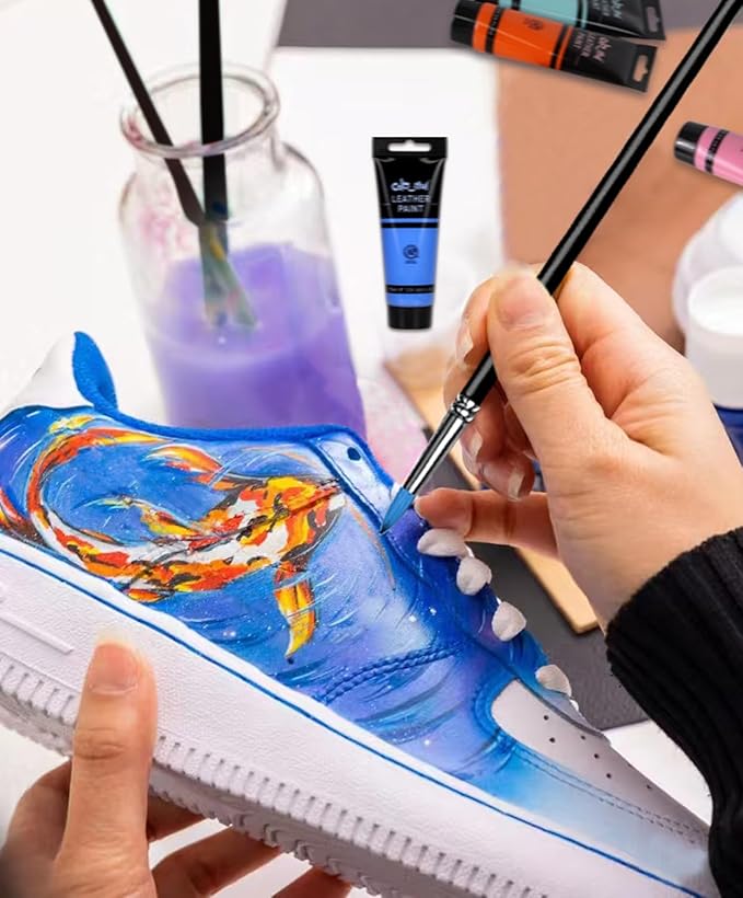 Colorful Acrylic Leather Paint for Shoe Painting- 24 Colors Leather Paint for Bag & Wallet Decor, Leather Jacket Care, Crafts DIY & Customizing Leather Projects
