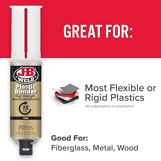 J-B Weld PlasticBonder Tan, 2 -Pack, High-Strength & Impact Resistant, 25ml, 50133-2