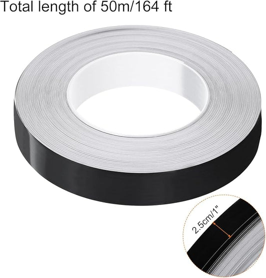 HARFINGTON 2Pcs Floor Tiles Black Foil Lines Metallic Mirror Tape 0.98" x164 Ft Self Adhesive Decor Floor Wall Seam Sticker Waterproof Gap Sealing Tape for Kitchen Bathroom Cabinet