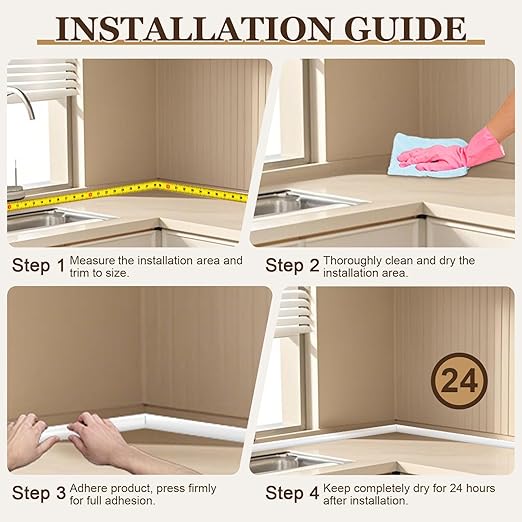 Flexible Quarter Round Molding (19 Inch) - Waterproof Self-Adhesive Silicone Trim for Floor Gaps & Bathtubs, Easy No-Tool Installation, Paint-Free Gap Cover