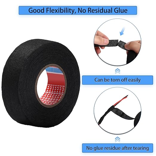 Outus Wire Harness Cloth Electrical Tape Wire Loom Harness Automotive Heat Proof Cloth Tape for Automotive Electrical Wrap Protection Insulation Cable Fixed(75 Roll,3/4 Inch X 49.2 ft)
