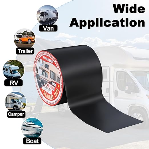 Butyl Sealant Waterproof Tape Black, 8 Inch X 33 Foot RV Roof Repair Tape, UV & Weatherproof Roof Seal Tape for RV Camper Trailer Boat Window Sealing Leak Repair
