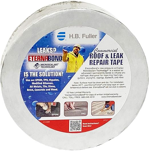 EternaBond RoofSeal Black 2" x50' MicroSealant UV Stable RV Roof Seal Repair Tape | 35 mil Total Thickness - EB-RB020-50R - One-Step Durable, Waterproof and Airtight Sealant