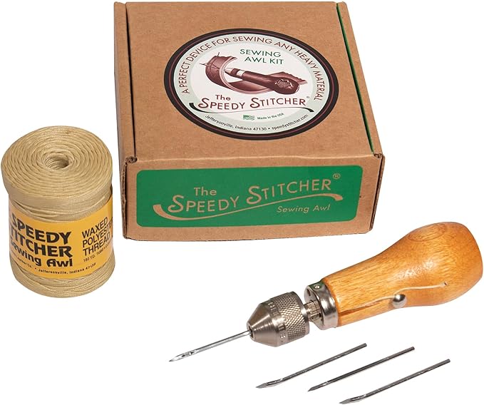 Speedy Stitcher Sewing Awl Kit with 180-yard Tube of Thread, Natural