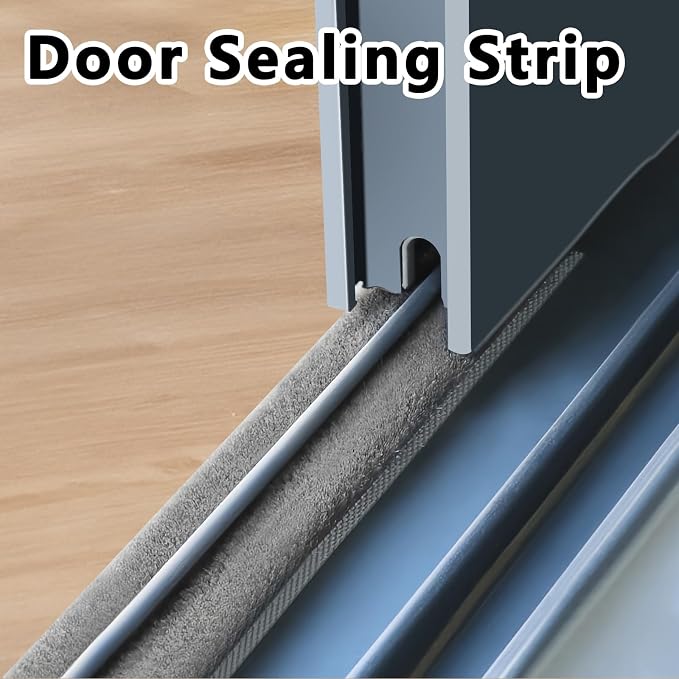 Pile Weather Stripping Brush Seal Strip for Door Window Gap 0.9 x 0.4in x 66FT Self Adhesive Draft Stopper Soundproof Insulation Weather Seal Strip for Interior Sliding Glass Door Garage Door