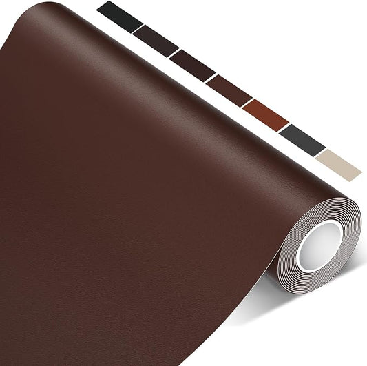 Leather Repair Patch Tape, 17x60 inch Large Self Adhesive Leather Repair,Vinyl Repair Patch Kit for Couches, Car Seats, Chairs, Furniture 17X60 inch, Brown
