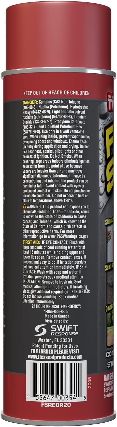 Flex Seal, 14 oz, Red, Stop Leaks Instantly, Waterproof Rubber Spray On Sealant Coating, Perfect for Gutters, Wood, RV, Campers, Roof Repair, Skylights, Windows, and More