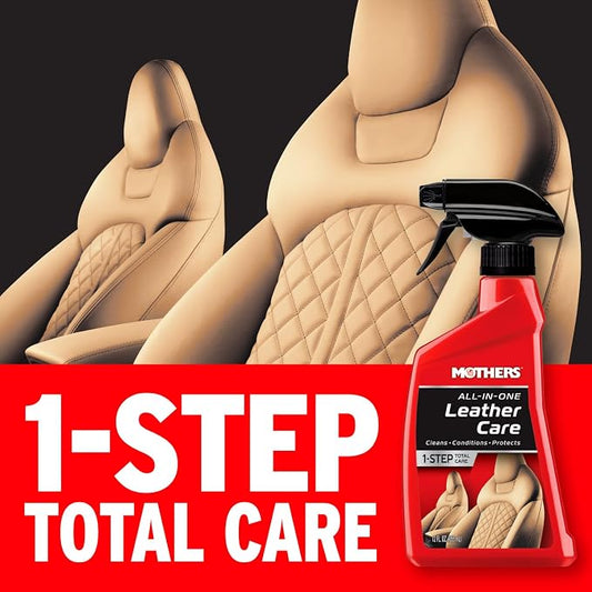 Mothers All-In-One Leather Care, 12 oz. — pH Balanced Formula Safely Deep Cleans, Conditions & Protects Leather with Aloe, Neatsfoot Oil & Lanolin to Restore Natural Oils Lost to Heat & Sun (06512)