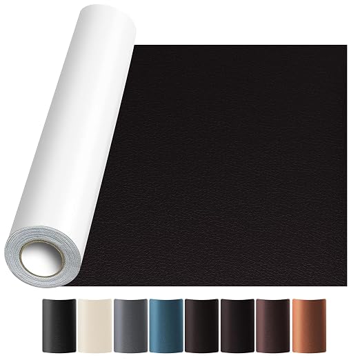 JuCheng Leather Repair Kit, 17X79 inch Leather Repair Patch Self-Adhesive Waterproof Patch & Glue for Furniture, Car Seats, Sofa, Couch, Vinyl for Tears & Scratches (Dark Brown, 17X79 inch)