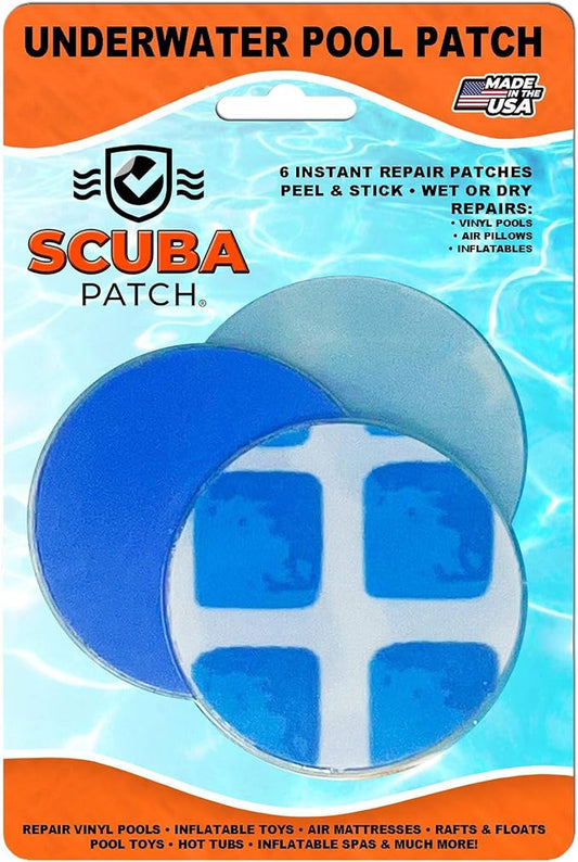 All-in-One Repair Kit for Above-Ground Pools | Fast, Underwater-Capable Peel-and-Stick OR Adhesive Glue-Down Vinyl Patches & for Easy Set and Frame Pools 2-1/2 Inch Peel and Stick