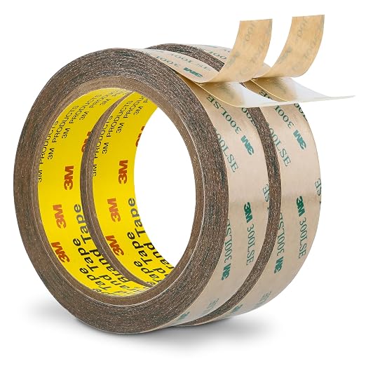 3M Double Sided Tape 300LSE 1.0" x 36Ft Clear – 2 Pack | Heavy Duty Adhesive Tape for Electronics, Laptop & Phone Repairs, Arts, Crafts, Leather Work, Card Making