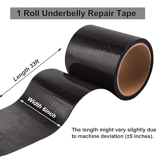 PlusRoc RV Underbelly Material RV Underbelly Tape Waterproof Flex Belly Tape with Permanent Sealing Adhesive for Mobile Home, Camper Travel Trailer, Tear Repair Patch(6'' x 33')