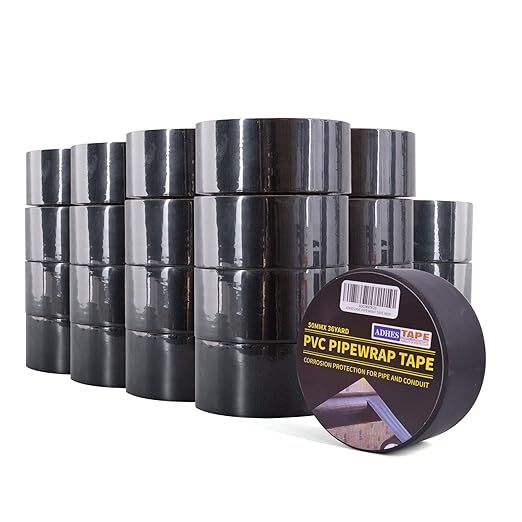 ADHES Corrosion Protection Pipe Tape, 24 Rolls 2 Inch X 36 Yds(108FT), 6.0Mil PVC Pipe Wrap Tape Weatherproof Wrap Duct Tape for Drain Pipe, Metal & Electrical Piping, Outdoor, Underground Pipe, Black