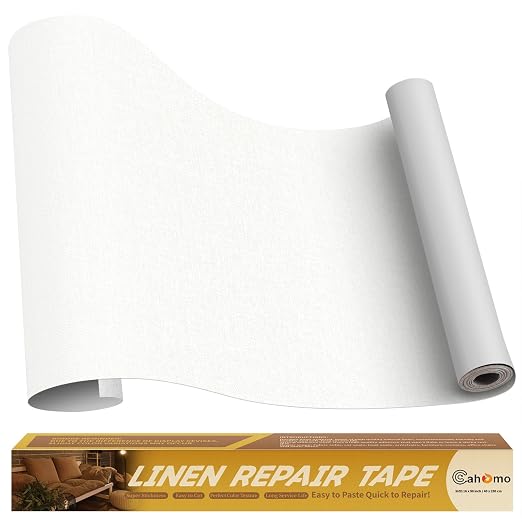 Linen Repair Tape 16x90 inch, Self Adhesive Fabric Patches, Couch Repair Patch Kit, Fabric Repair Tape for Furniture, Sofas, Carpet, DIY, Headboards, Chairs, Pillows, Linen Goods - White