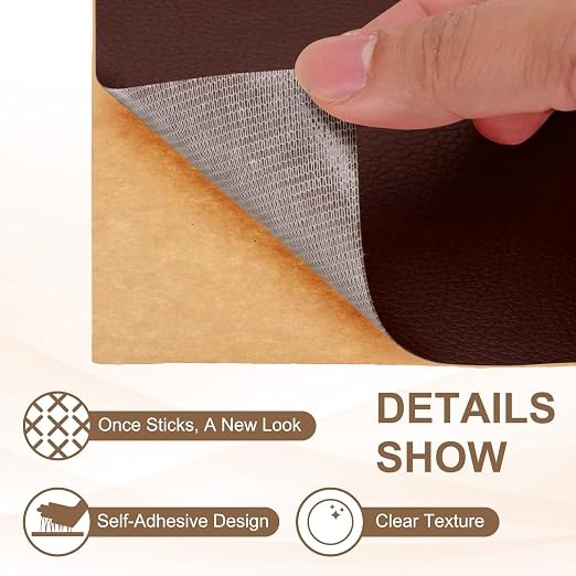 PATIKIL Leather Repair Patch, 2 Pack 10 x 24 Inch Self-Adhesive Vinyl Patch Furniture Tape Repair Kit for Sofas Couches Stools Chairs Cabinets Bags, Dark Brown