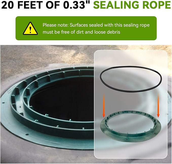5/16" x 20ft Long Butyl Sealing Rope for Tuf-Tite and Polylok for Waterproof Sealing - Sets Underwater, Repairs Septic Tanks, Sewer Pipes, Conduits & More