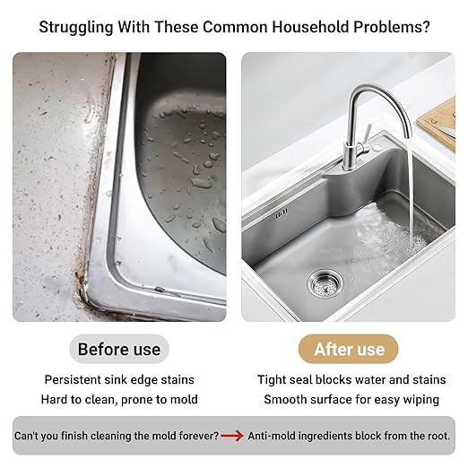 Caulk Tape Waterproof Self Adhesive, Caulking Tape, LAVILI Toilet Sealer Around Toilet Base Waterproof Sealant Strip for Kitchen Countertop, Bathroom, Toilet, (2 Roll 2.2cm x 10.5Ft Clear)