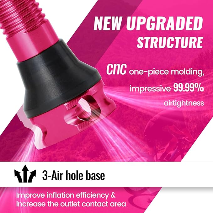 RideNow Tubeless Presta Valve Stems, 45mm Super Light 7075 Aluminum Alloy Presta Tubeless Valve Stem Kit with Valve Core Remover Tool and Valve Stem Caps, Multiple Color & Size Options(Pair), Rose Red
