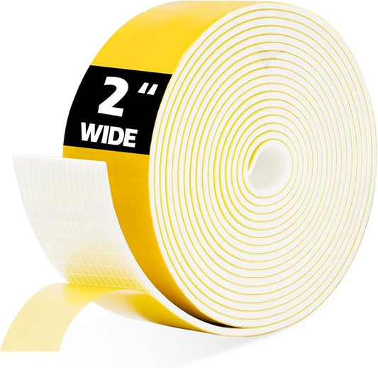 DEMEDO Pipe Insulation Tape, Pipe Wrap Insulation Foam Tape Self Adhesive, Outdoor Water Pipe Insulation Roll for HVAC, AC Line Insulation, 2 inch x 16.5 FT Heat Tape for Water Pipe, White