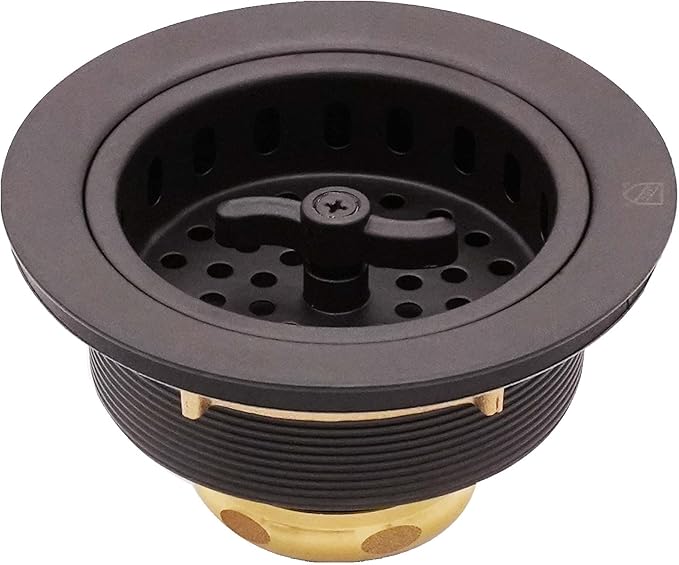 Westbrass A213-12 3-1/2" Wing Nut Twist Style Large Kitchen Sink Basket Strainer, Oil Rubbed Bronze
