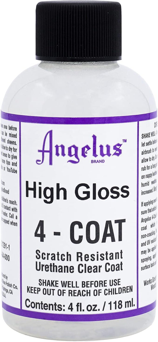 Angelus High Gloss 4-Coat Scratch-Resistant Leather Sealer – Durable, Flexible, Clear Coat Protection for Leather Shoes, Bags, Jackets & More - High Gloss Finish - 4 Fl Oz