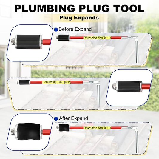 2062 Plumbing Plug Tool Kit, Water Stopper for Pipes 1/2", 3/4", 1" Sized Pipes, with Replacement Parts Gasket Nut, Plumbing Plugs for Fast Water Line Repairs, Without Drainage