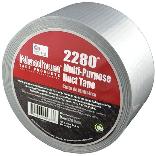 Nashua - 1087197 2280 Polyethylene Coated Cloth Multi-Purpose Duct Tape, 60 yds Length x 4" Width, Silver (Pack of 2)