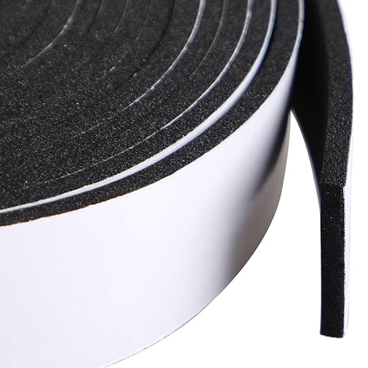 High Density Foam Tape 1" x 1/8" x 16.7Ft,Weatherproof Adhesive Foam Seal Strip for Doors Windows Car Insulation, Heat Resistant Flame Retardant Soundproofing, Easy Cut & Install