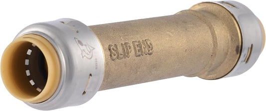 SharkBite Max 1/2 Inch Slip Coupling, Push to Connect Brass Plumbing Fitting, PEX Pipe, Copper, CPVC, PE-RT, HDPE, UR3008A