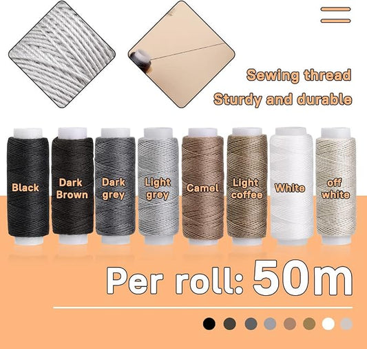 40 Pcs Upholstery Repair Sewing Kit, Leather Heavy Duty Sewing Kit, Leather Working Kit with 8 Upholstery Thread, Sewing Upholstery Needles, Needle and Thread Kit for Carseat, Backpack, Shoes