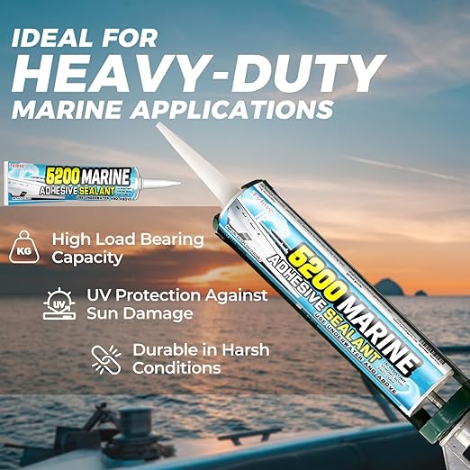 5200 Marine Sealant Adhesive Fast Cure - Permanent, Watertight Bonding and Sealing - UV Resistant, Above & Below Waterline- for Boats, Hulls, Decks & RVs,Pond Sealant 3oz (1Pack White)