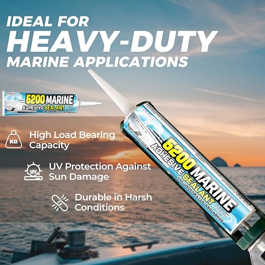 5200 Marine Sealant Adhesive Fast Cure - Permanent, Watertight Bonding and Sealing - UV Resistant, Above & Below Waterline- for Boats, Hulls, Decks & RVs,Pond Sealant 3oz (Clear 2Pcs)