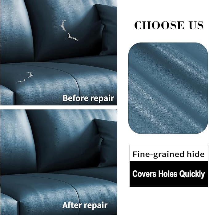 Leather Repair Patch, 17X79 Inch Self Adhesive Leather Repair, Large Vinyl Patch Tape for Couches, Furniture, Car Seats, Cabinets, Wall, Handbags （Blue, 17X79 Inch）
