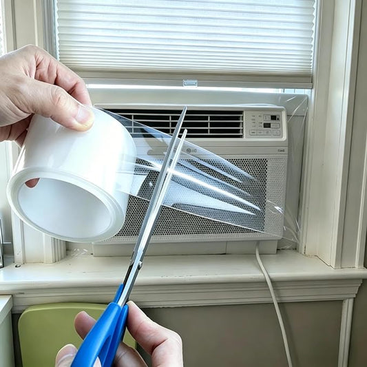 Litaibai Heavy Duty Transparent Window Sealing Tape, 2" x 33ft 20 Mil Air Conditioner Window Seal, No Residue Summer Insulation, Blocks Pollen & Dust, Prevents Cold Air Leakage, Door & Window Seal Kit