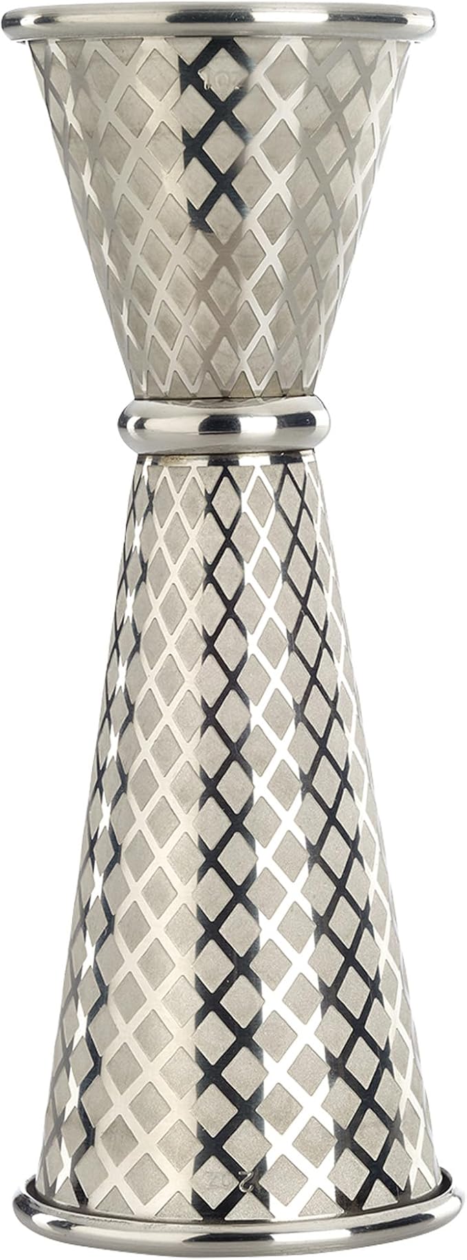Barfly 1 x 2 oz. Diamond Lattice Etch Japanese Style Jigger, Stainless Steel