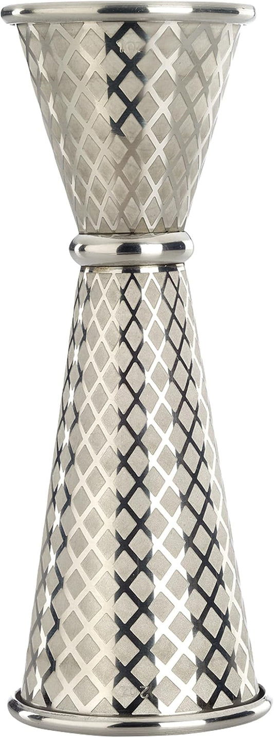 Barfly 1 x 2 oz. Diamond Lattice Etch Japanese Style Jigger, Stainless Steel