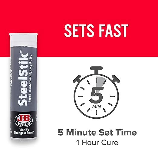 J-B Weld SteelStik, 1 Hour Cure, Steel Reinforced Epoxy Putty Stick - 2 Pack, Dark Grey (8267-2)