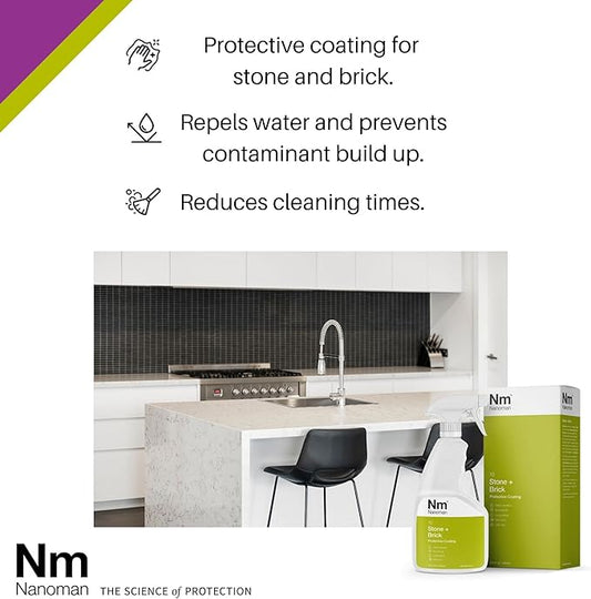 New. Nano-Technology Granite Sealer, Cleaner & Polish. Perfect for Sealing Grout, Concrete, Marble and Tiles. Easy/Self Cleaning, Water Resistant, Penetrating Stone & Concrete Sealer 26 FL OZ (750mL)