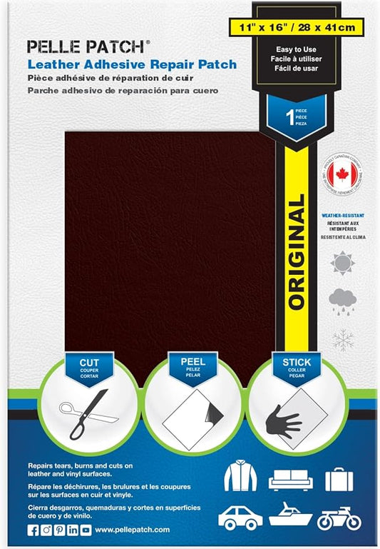 Car Seat Repair Kit Leather - 25 Colors Available - Original 11x16 - Burgundy