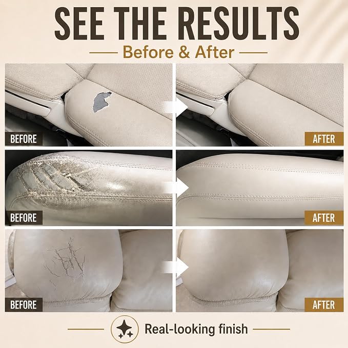 ARCSSAI ARCSSAL Neutral Color Leather & Vinyl Repair Kit – DIY Couch, Furniture & Car Seat Repair, Restores Genuine, Faux & Bonded Leather, Fix Scratches, Tears & Cracks